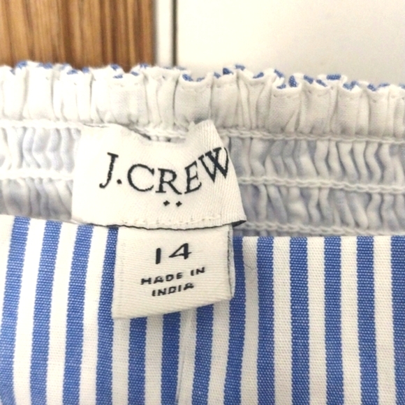 Blue & White Dress-Large- NWT-J Crew Midi Dress Size Large Puff Sleeve - Smocked - Picture 10 of 14